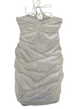NWT PRINCESS POLLY WHITE RUCHED MINI DRESS SIZE 8